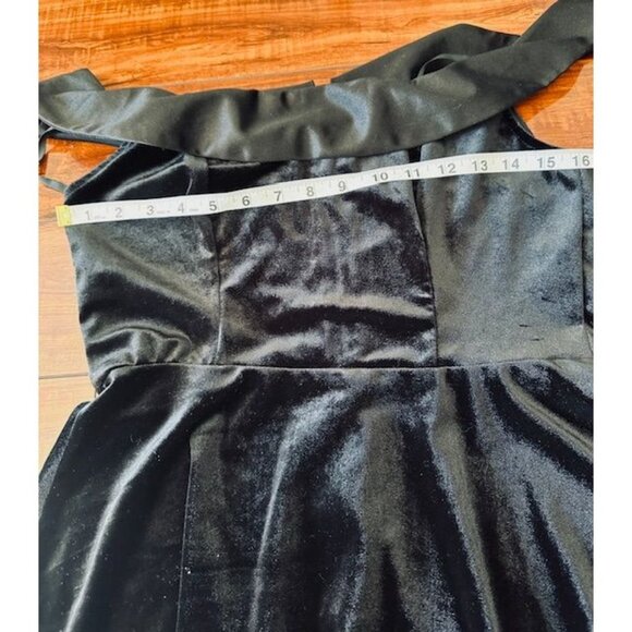 Trixxie New Feminine Velvet Sleeveless A-Line Satin Collar & Zipper Back Dress L - Picture 5 of 7